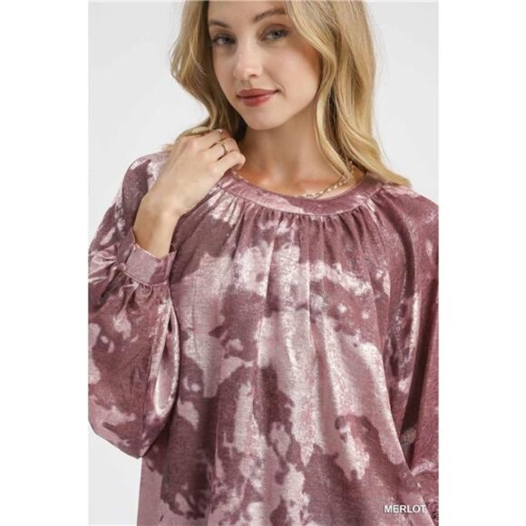 ✨NWT Umgee Metallic Fabric Blouse with Balloon Sleeves - Picture 5 of 5